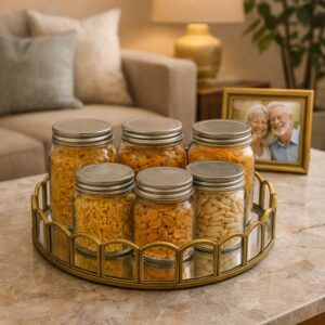 Classic Gold Brass Glass Storage Tray