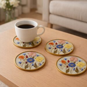 FloraCharm Pressed Flower Coasters (Set of 4)
