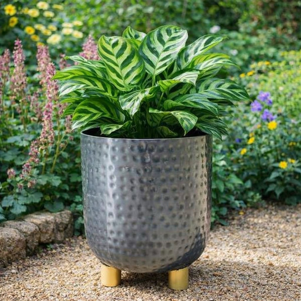 TerraForge Hammered Metal Planter